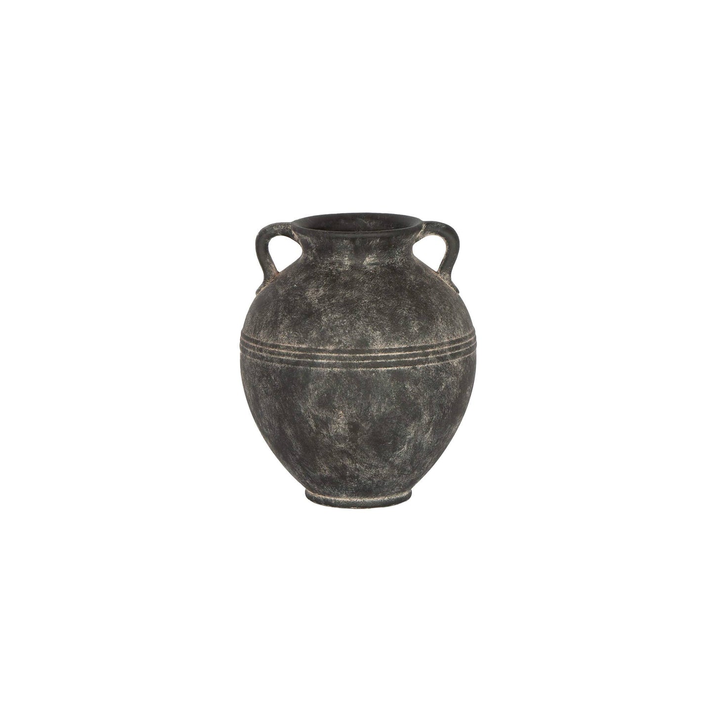 BLACK TERRACOTTA VASE WITH EMBOSSED LINES