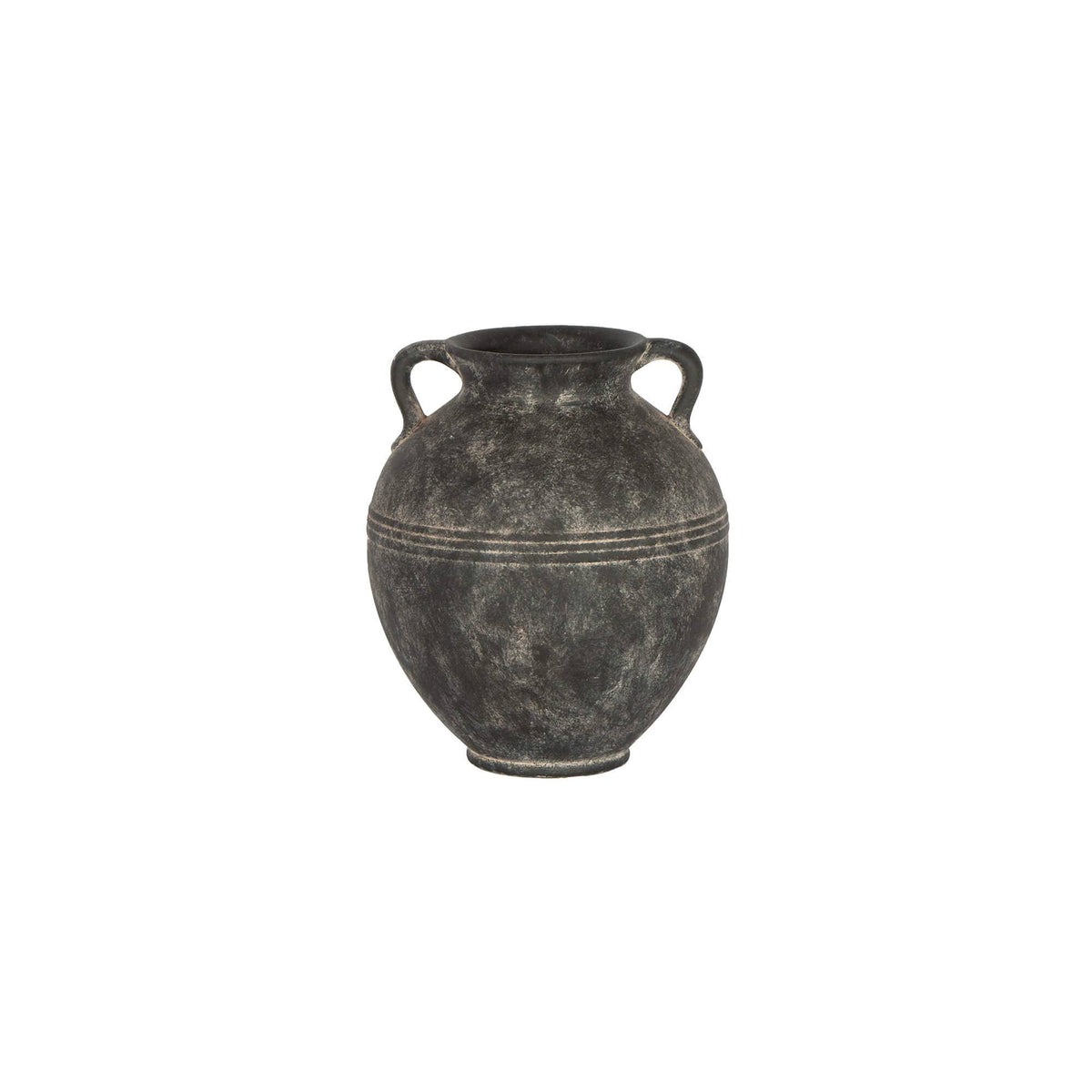 BLACK TERRACOTTA VASE WITH EMBOSSED LINES